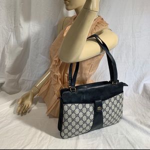 Gucci Authentic vintage Navy blue canvas &leather